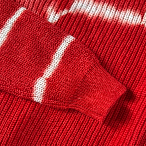 Gilded Intent Buckle Vibrant Red and White Knit Sweater - Picture 5 of 5